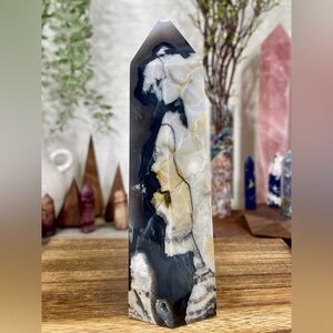 Elegant Black and White Crystal Tower